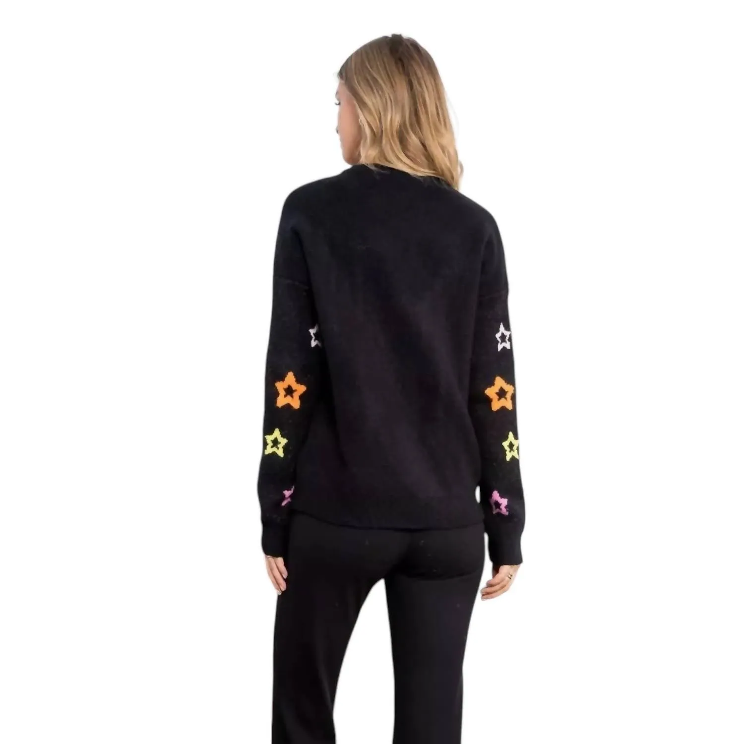 Star Sleeve Sweater In Black