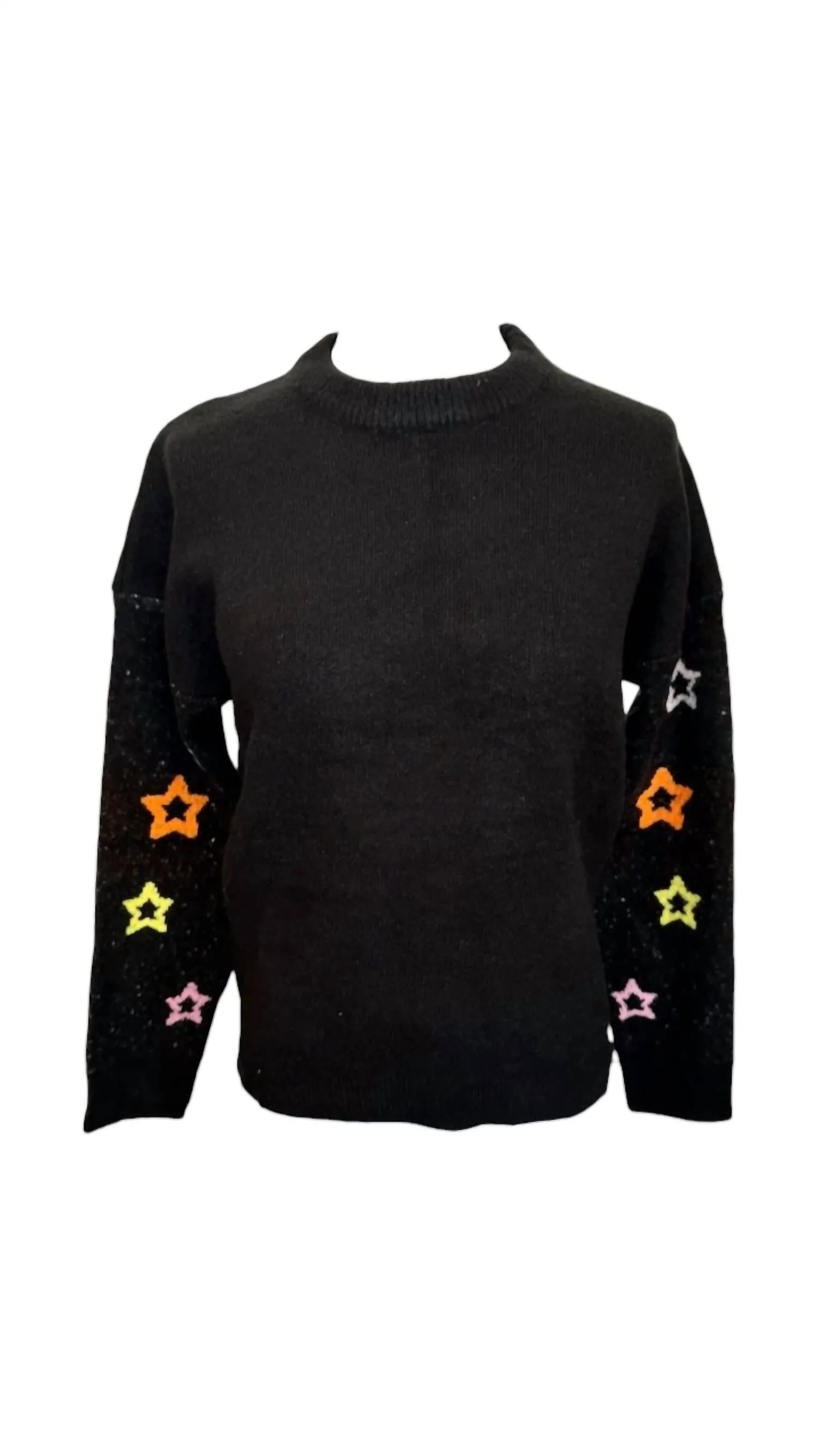 Star Sleeve Sweater In Black