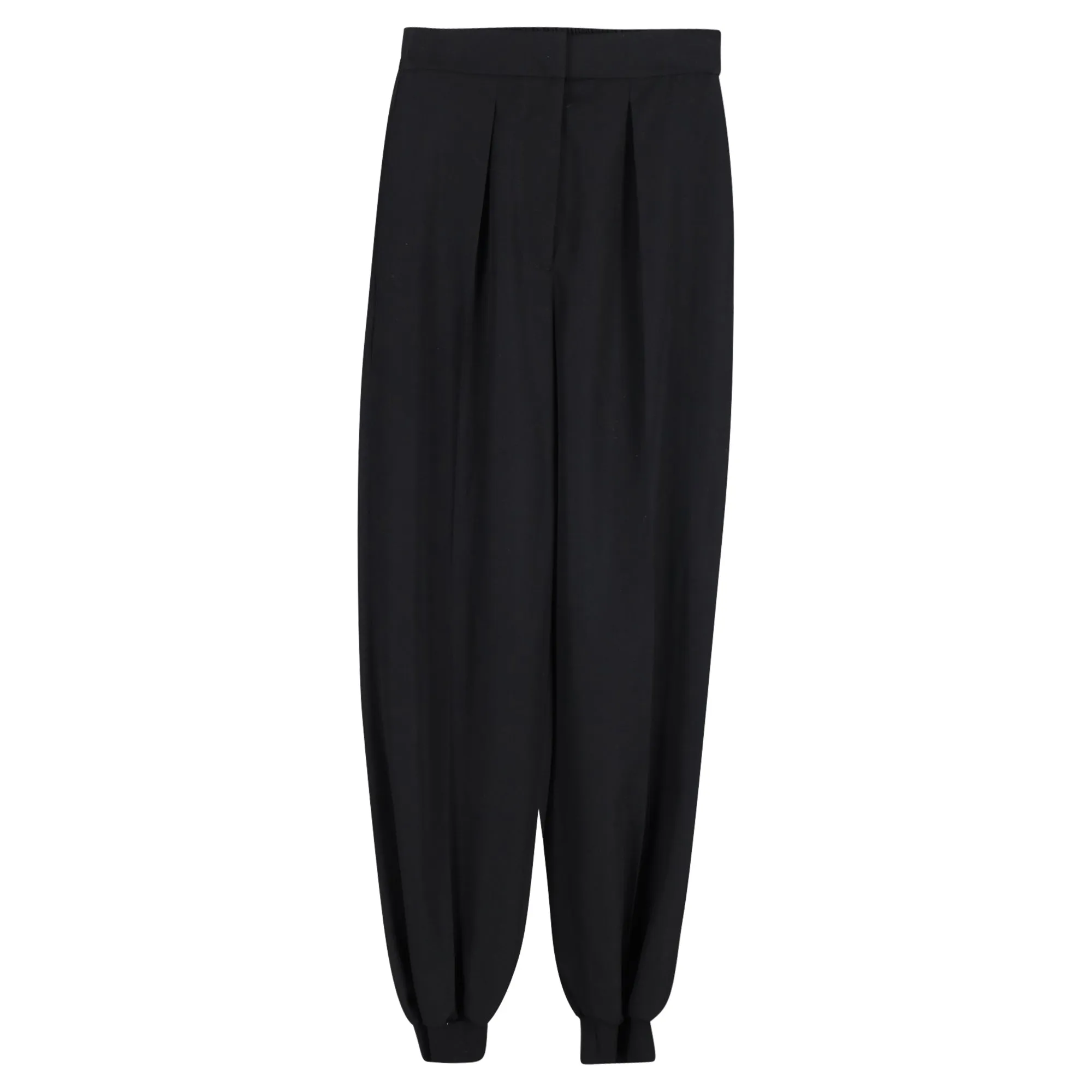 Stella McCartney Pleated Tapered Trousers in Black Wool