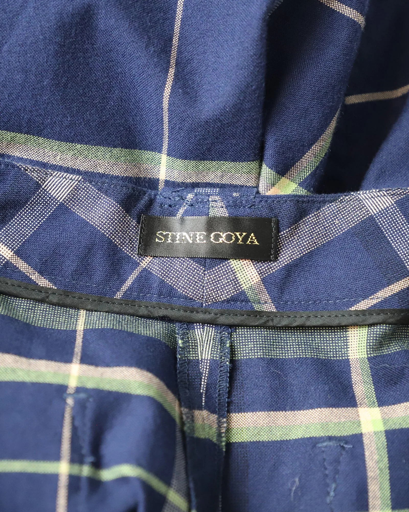 Stine Goya Checked Trousers in Navy Blue Cotton