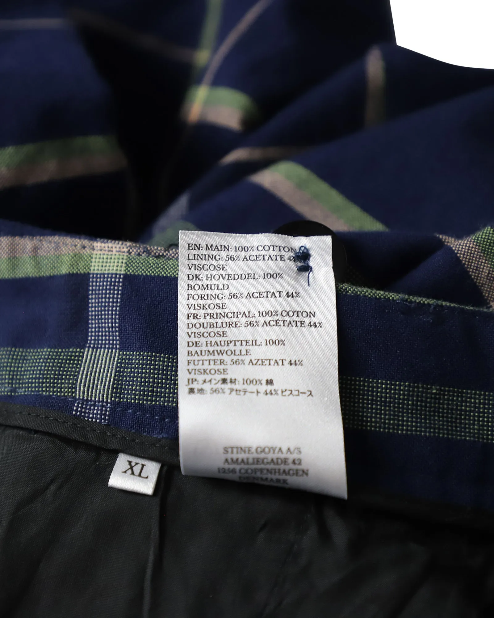 Stine Goya Checked Trousers in Navy Blue Cotton
