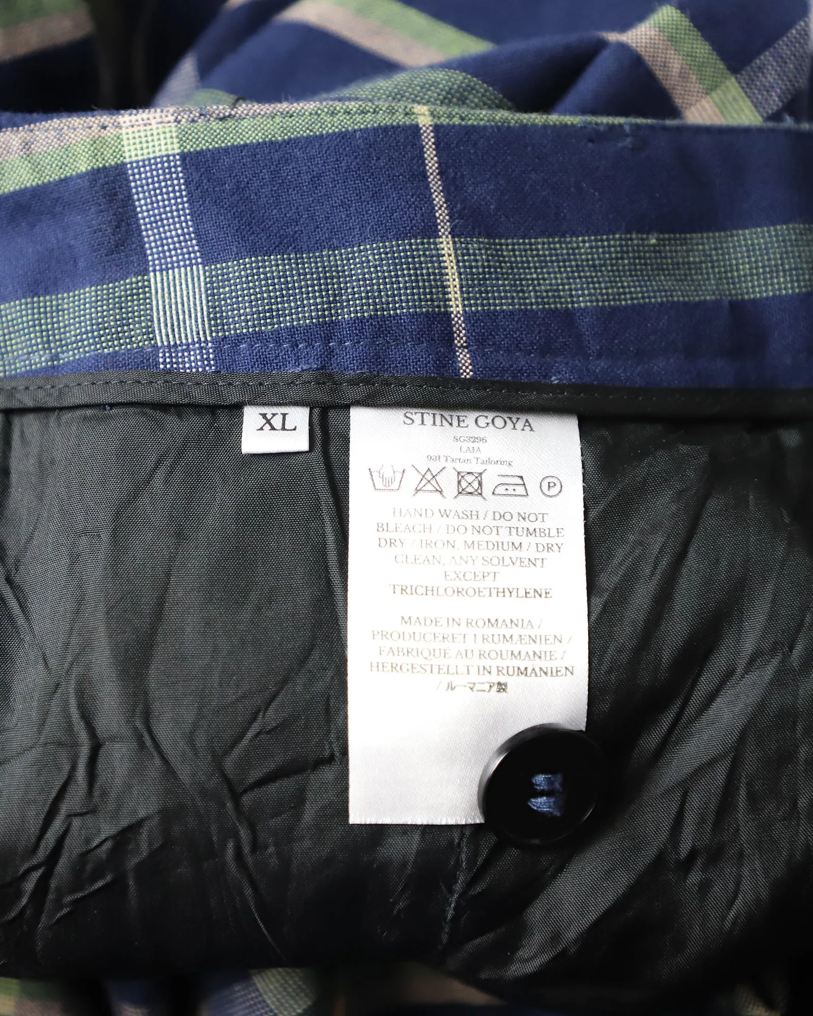 Stine Goya Checked Trousers in Navy Blue Cotton