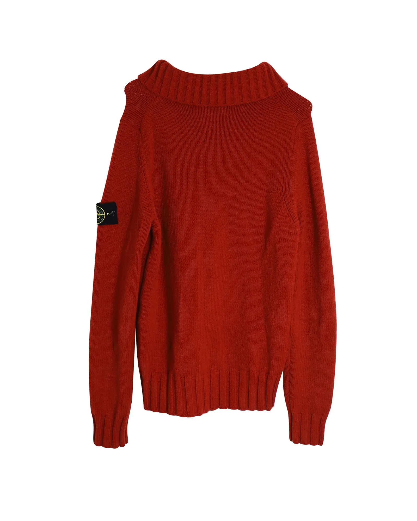 Stone Island Shawl Collar Sweater in Red Wool