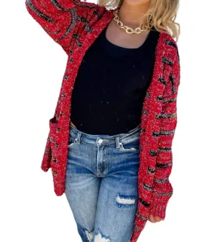 Stripe Miley Dot Cardigans In Red