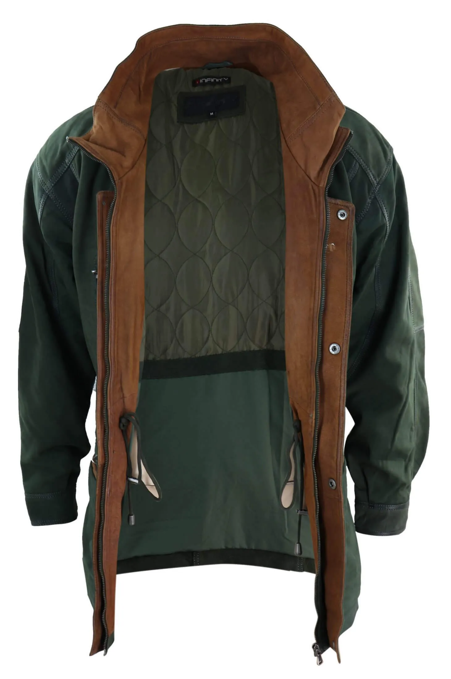 Suede Safari Hunting Duffle Coat Leather