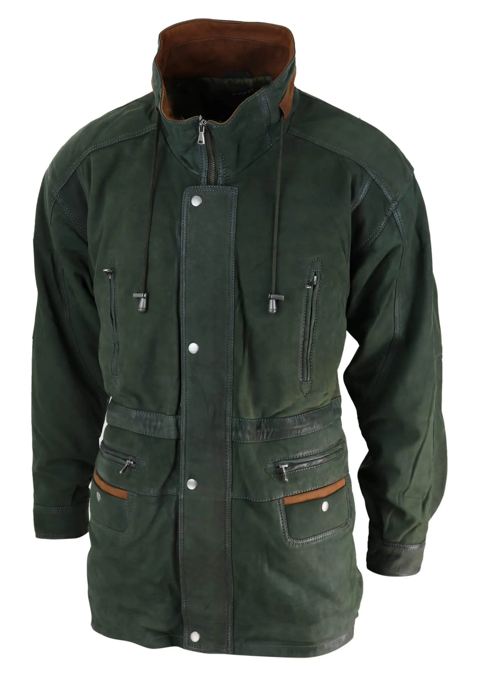 Suede Safari Hunting Duffle Coat Leather