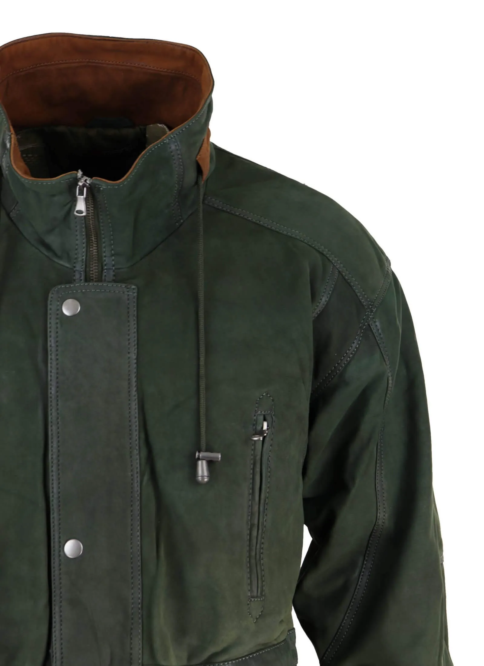 Suede Safari Hunting Duffle Coat Leather