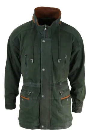 Suede Safari Hunting Duffle Coat Leather