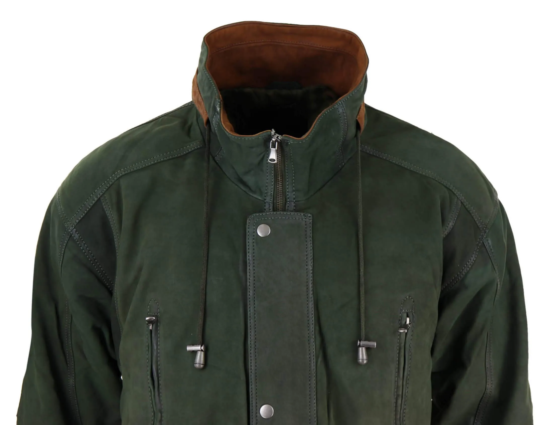 Suede Safari Hunting Duffle Coat Leather