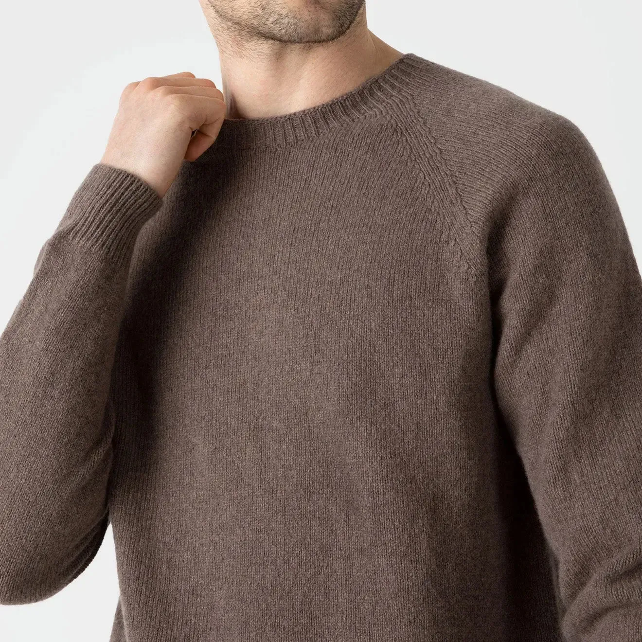 Sunspel Lambswool Crew Neck Knit Cedar
