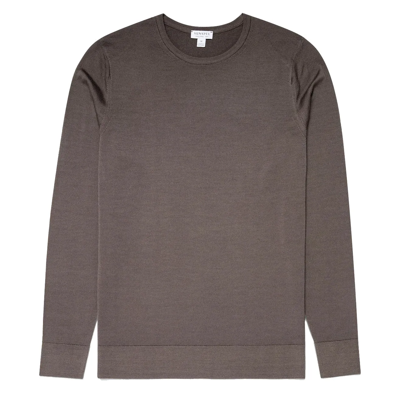 Sunspel Lambswool Crew Neck Knit Cedar