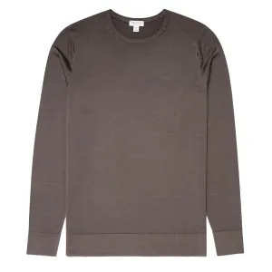 Sunspel Lambswool Crew Neck Knit Cedar