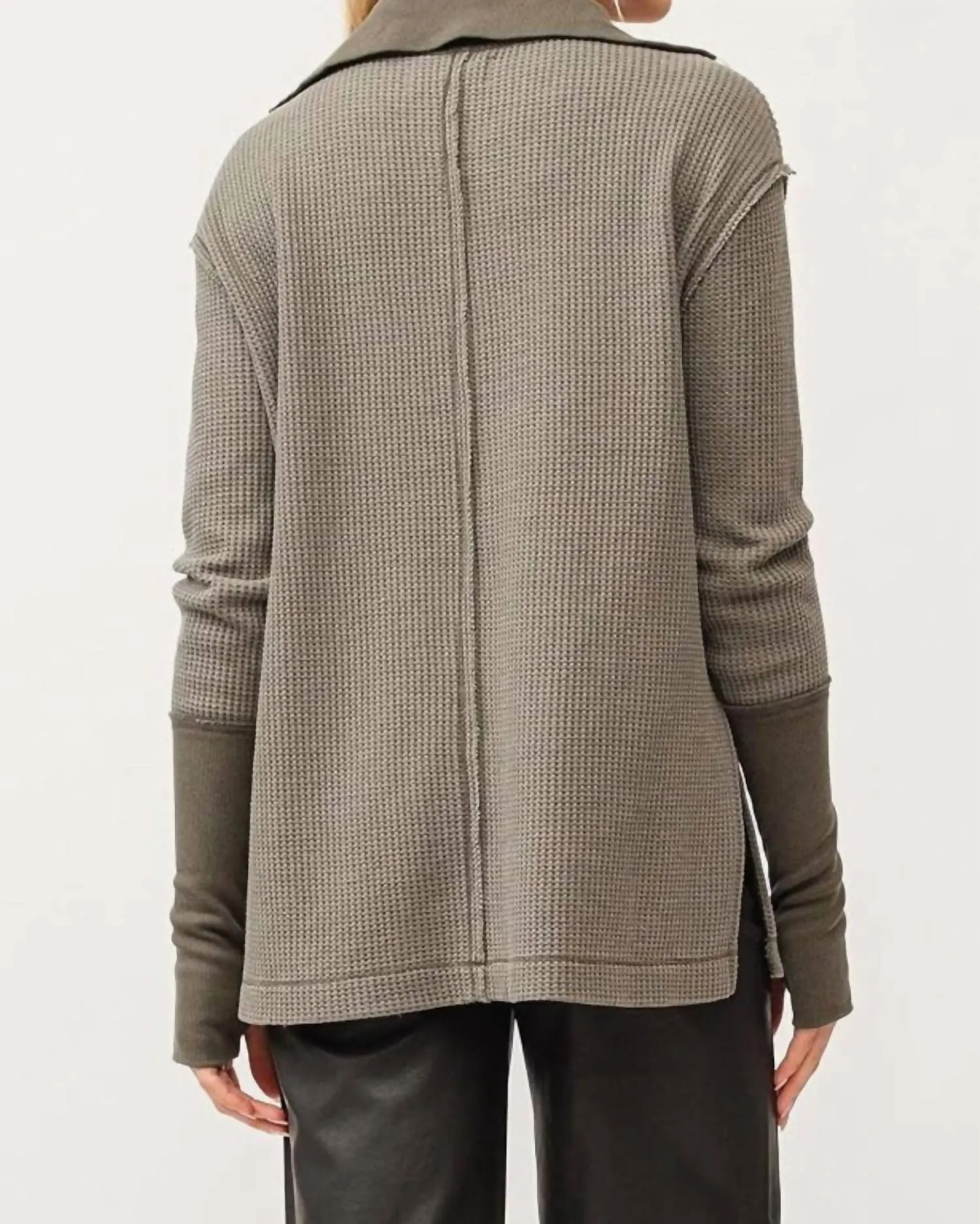 Tanya V-Neck Oversized Long Sleeve In Sage Green