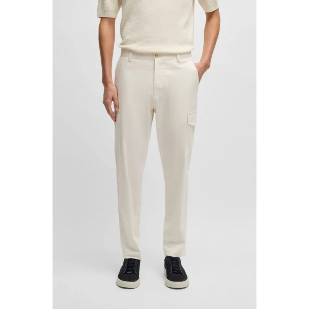 Tapered-fit trousers in cotton, silk and stretch