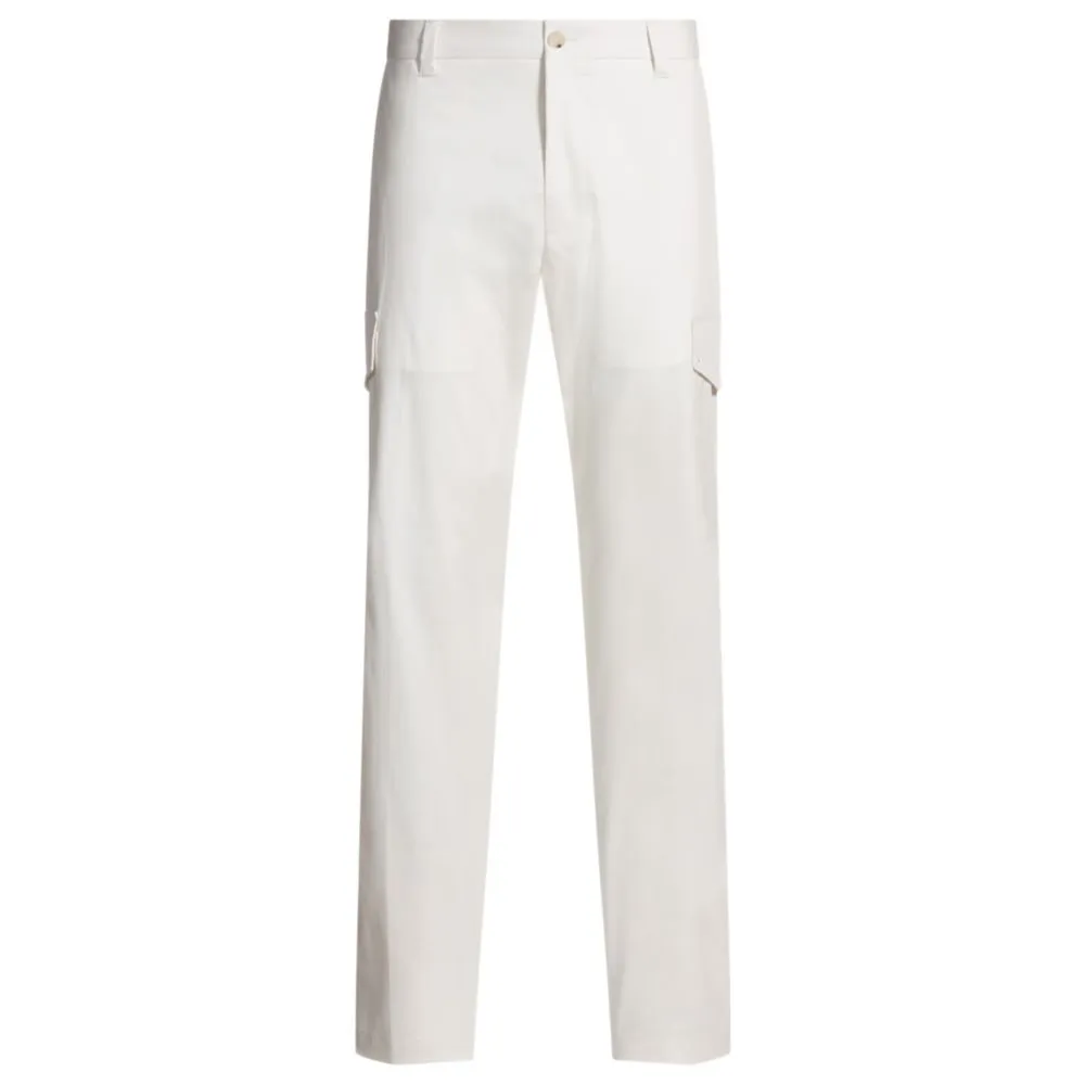 Tapered-fit trousers in cotton, silk and stretch