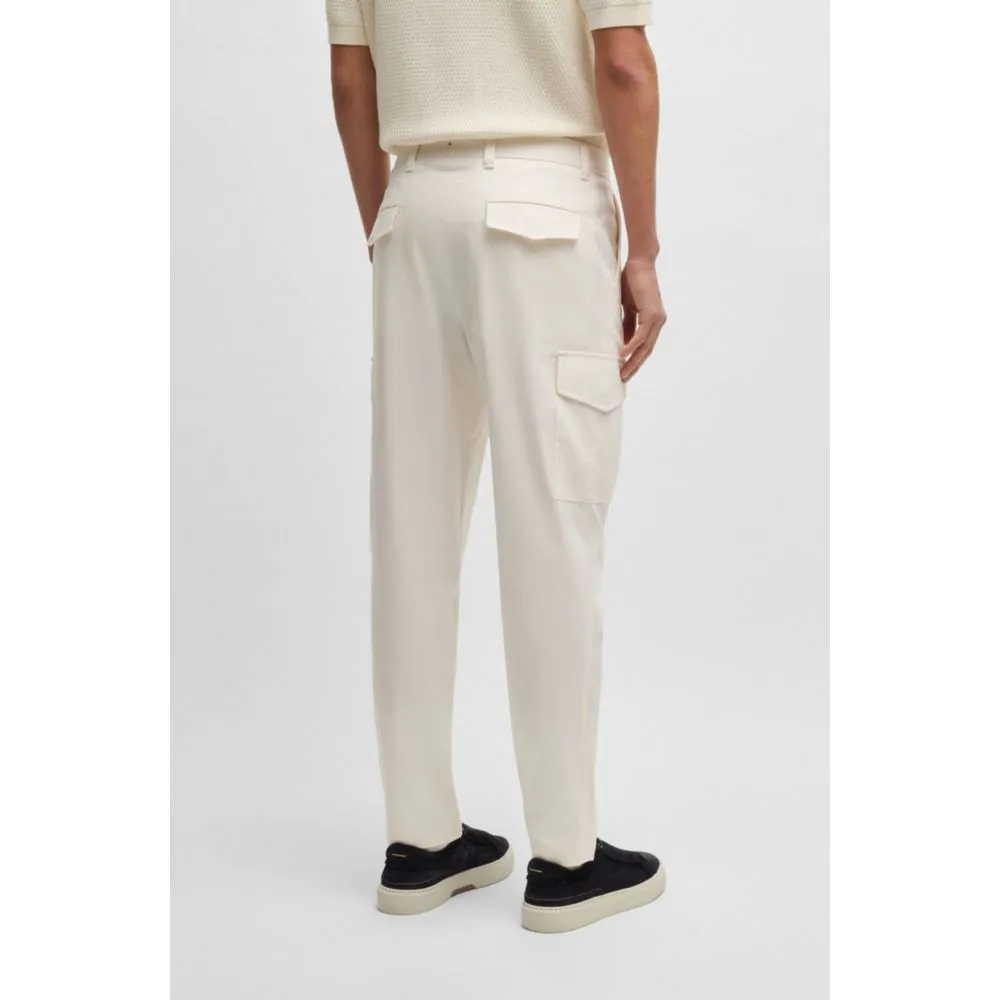 Tapered-fit trousers in cotton, silk and stretch