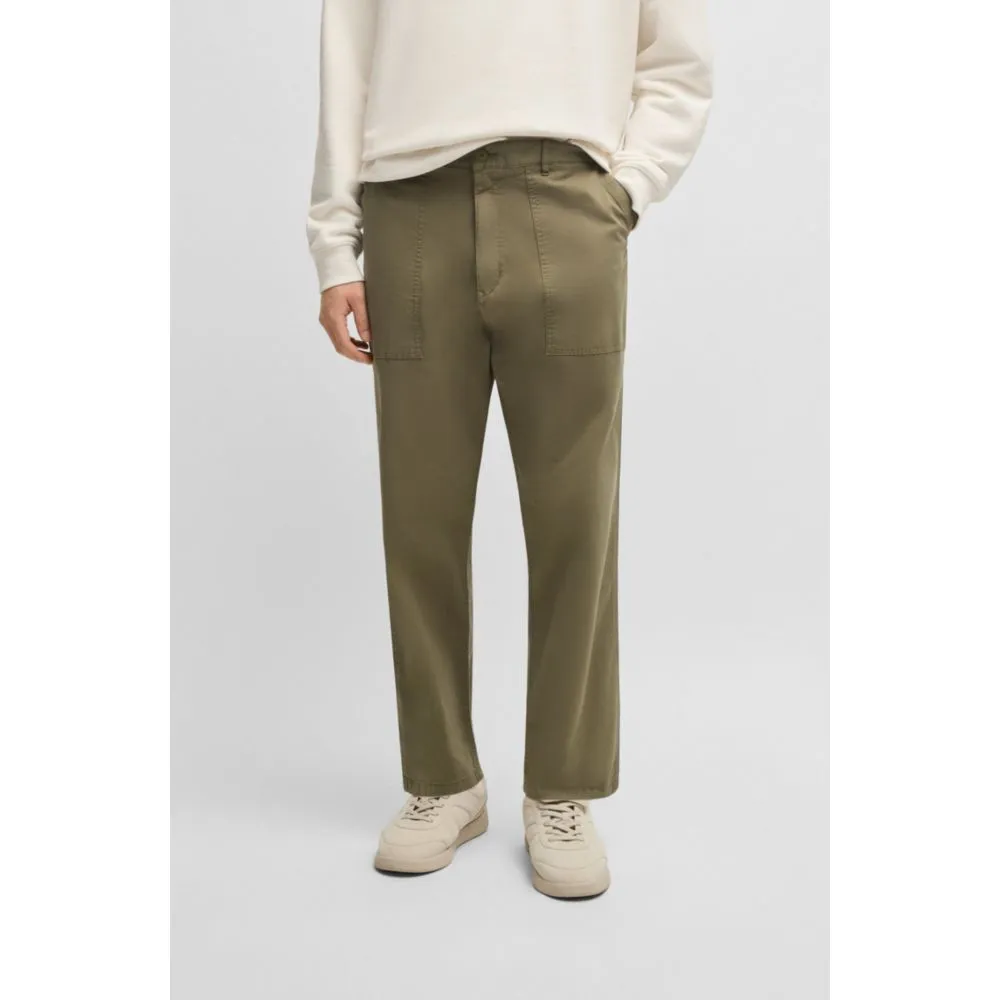 Tapered-fit trousers in stretch-cotton twill