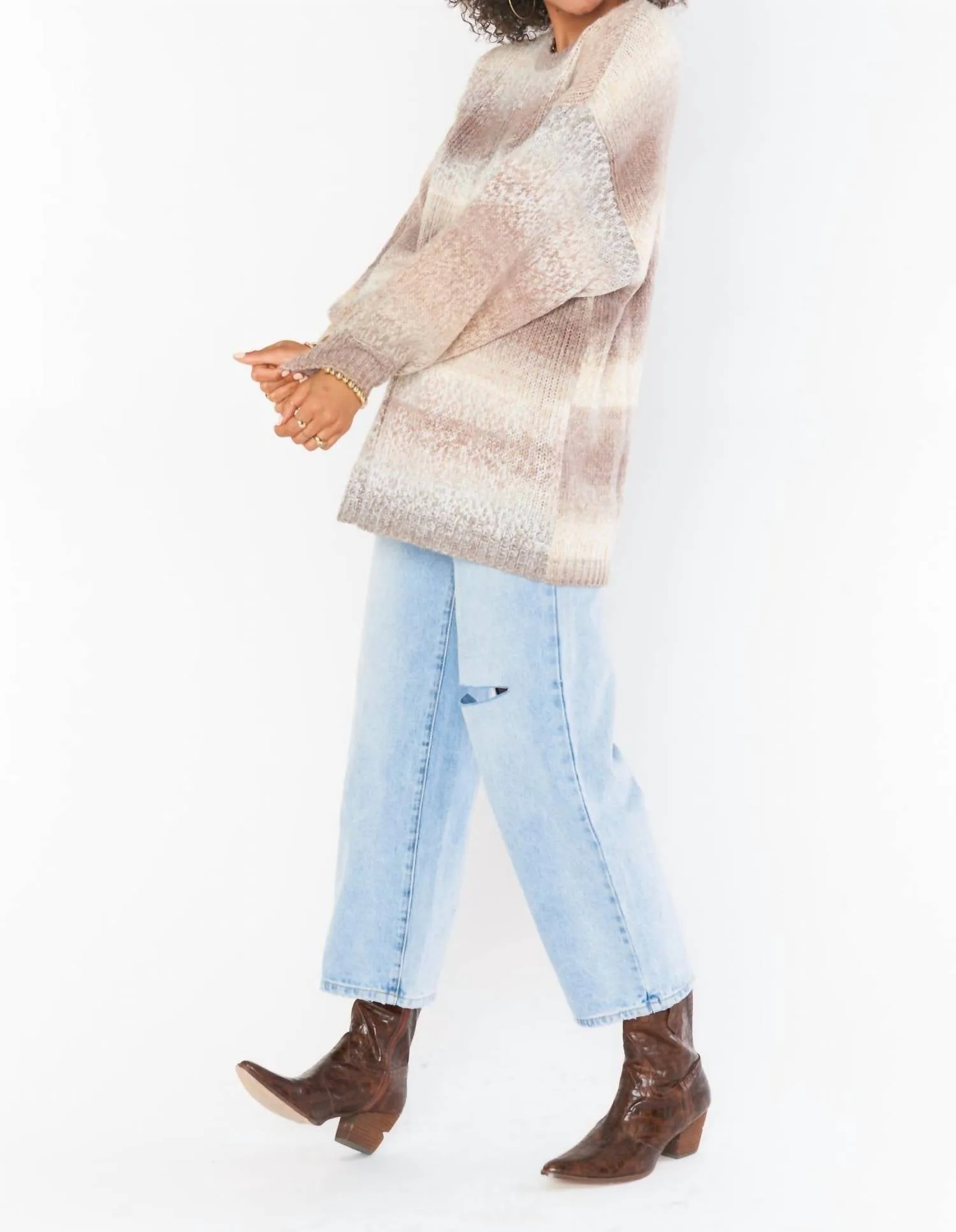 Timothy Tunic Sweater In Neutral Space Dye Knit