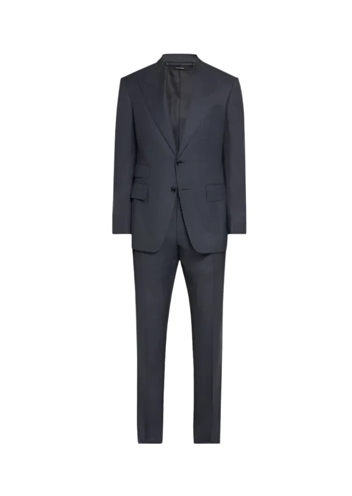 Tom Ford Mens Shelton Prince of Wales Suit in Navy