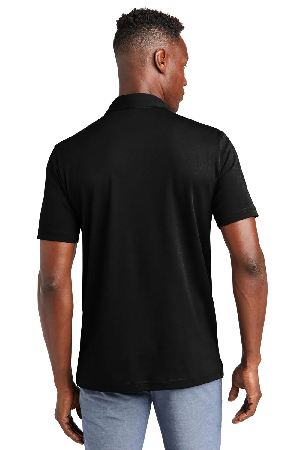 TravisMathew Mens Monterey Wrinkle Resistant Chest Stripe Short Sleeve Polo Shirt - Black