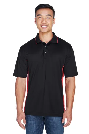 UltraClub Mens Cool & Dry Moisture Wicking Short Sleeve Polo Shirt - Black/Red
