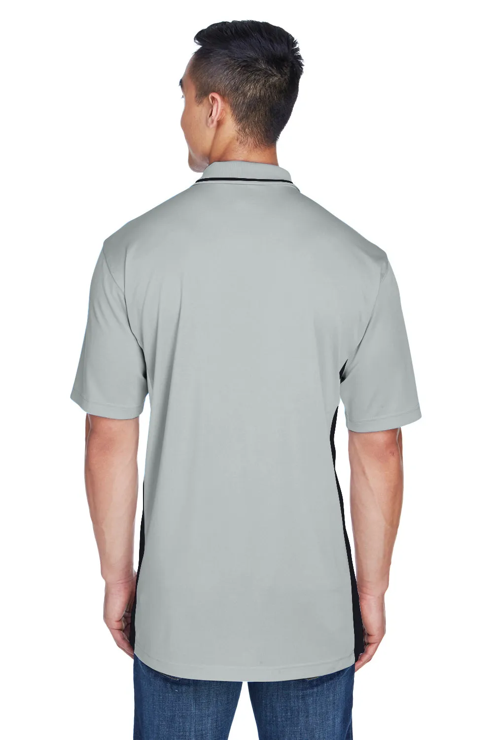 UltraClub Mens Cool & Dry Moisture Wicking Short Sleeve Polo Shirt - Grey/Black