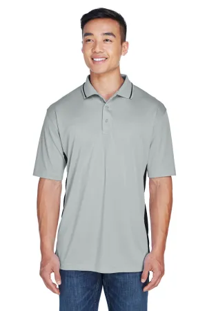 UltraClub Mens Cool & Dry Moisture Wicking Short Sleeve Polo Shirt - Grey/Black