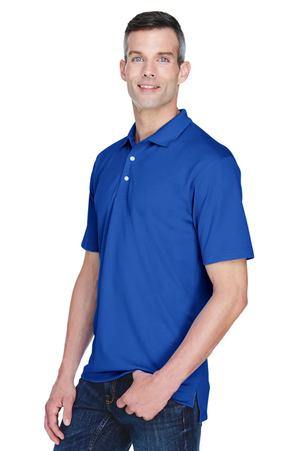 UltraClub Mens Cool & Dry Performance Moisture Wicking Short Sleeve Polo Shirt - Cobalt Blue