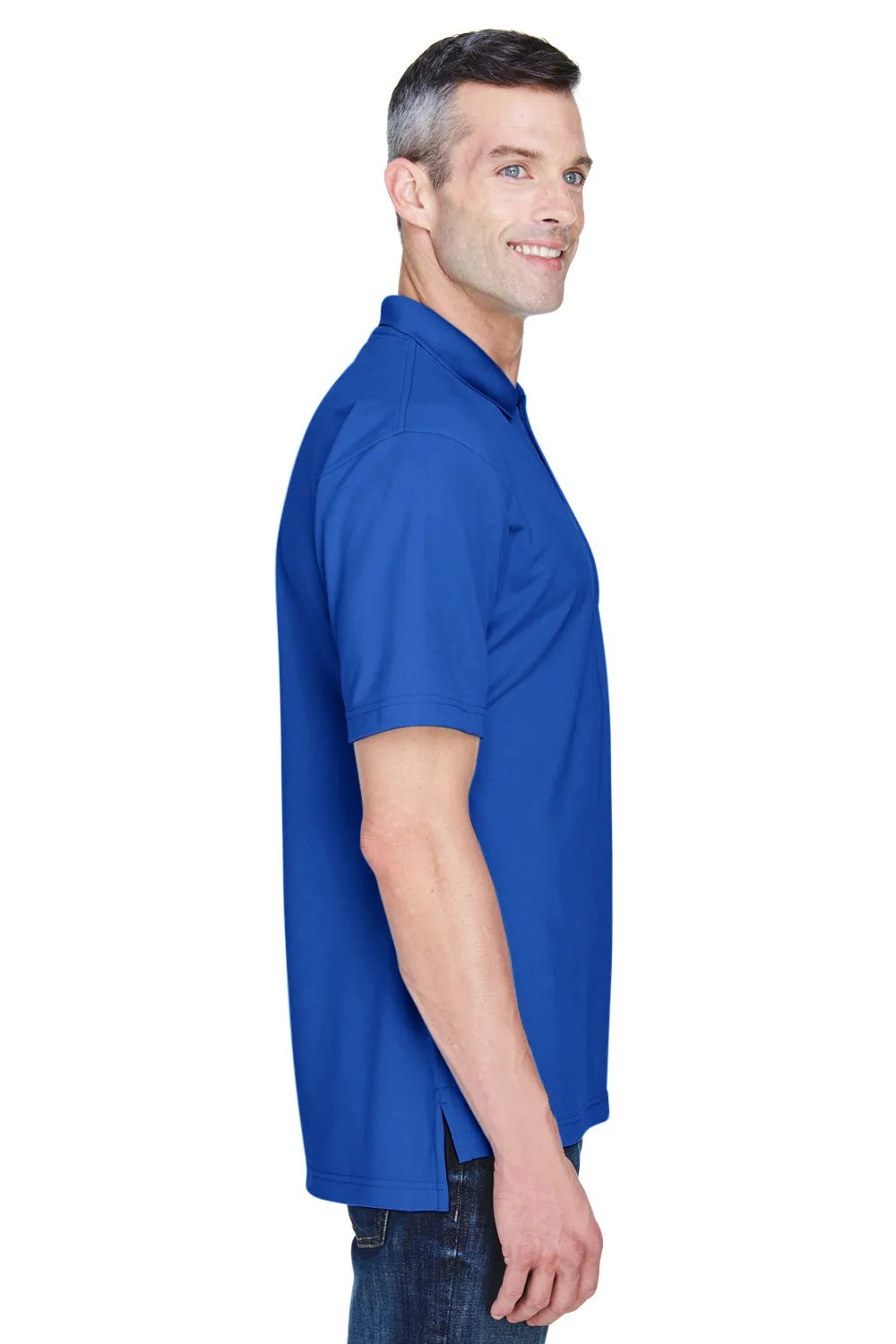 UltraClub Mens Cool & Dry Performance Moisture Wicking Short Sleeve Polo Shirt - Cobalt Blue