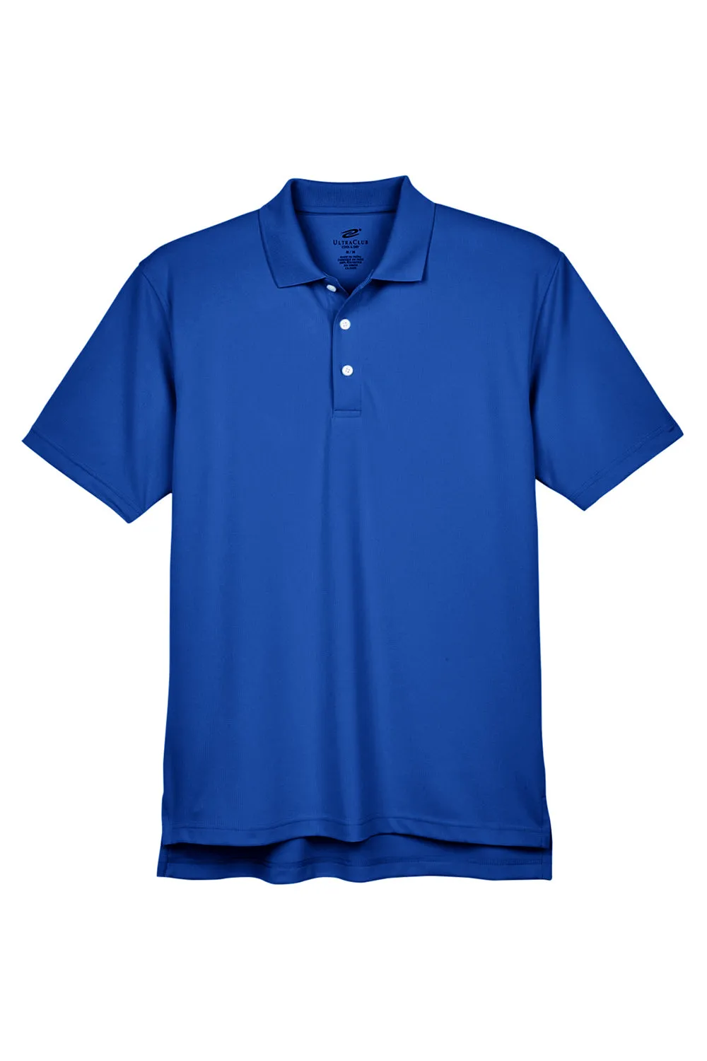 UltraClub Mens Cool & Dry Performance Moisture Wicking Short Sleeve Polo Shirt - Cobalt Blue