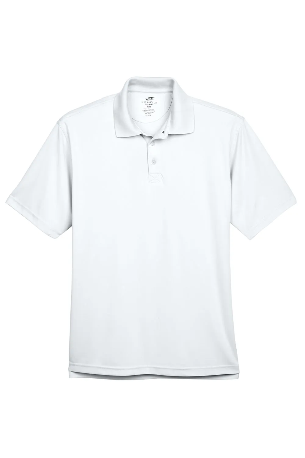UltraClub Mens Cool & Dry Performance Moisture Wicking Short Sleeve Polo Shirt - White