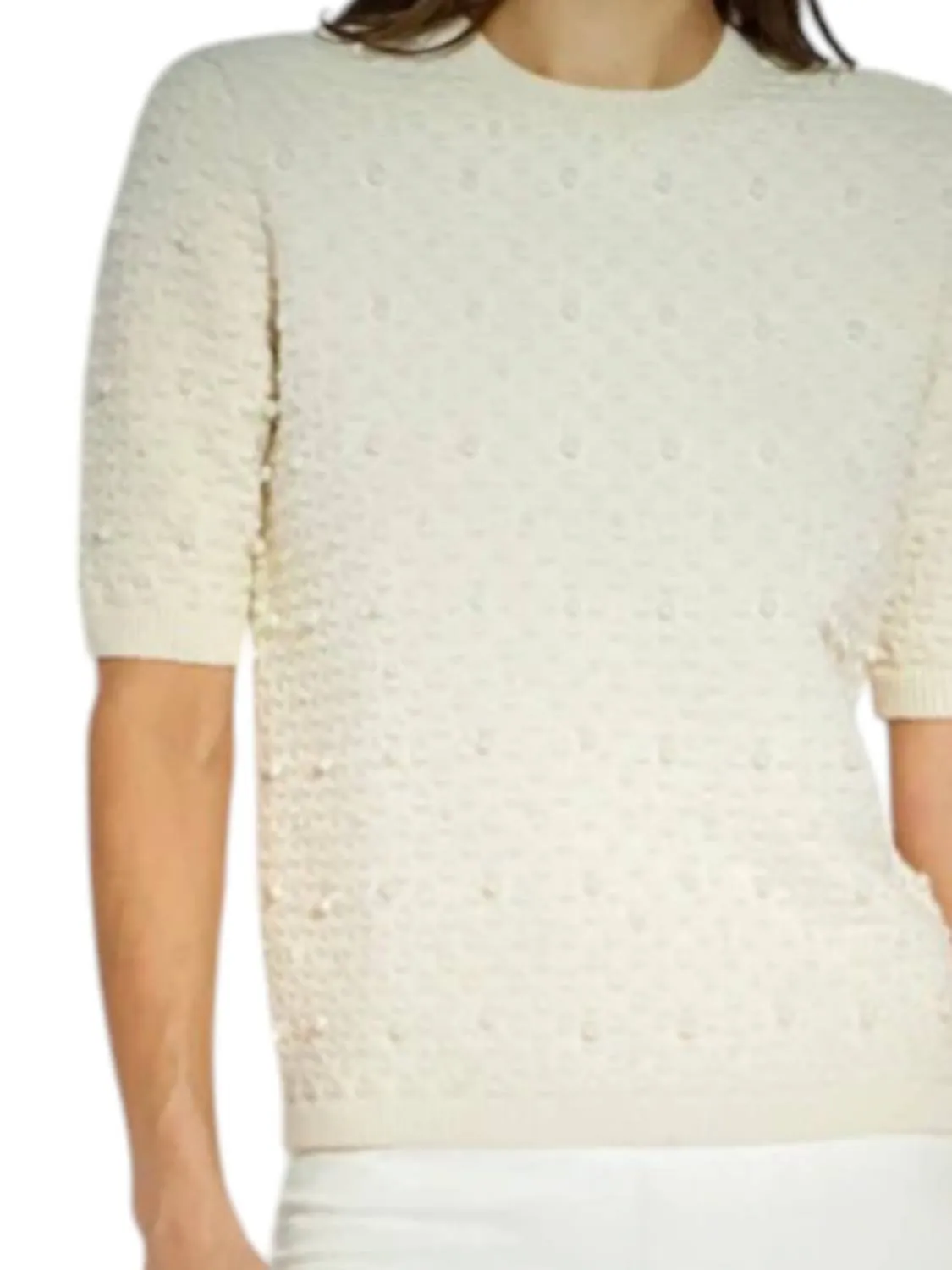 Valentina Pearl Short Sleeve Sweater In Icing