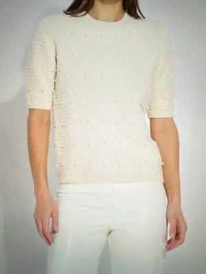 Valentina Pearl Short Sleeve Sweater In Icing