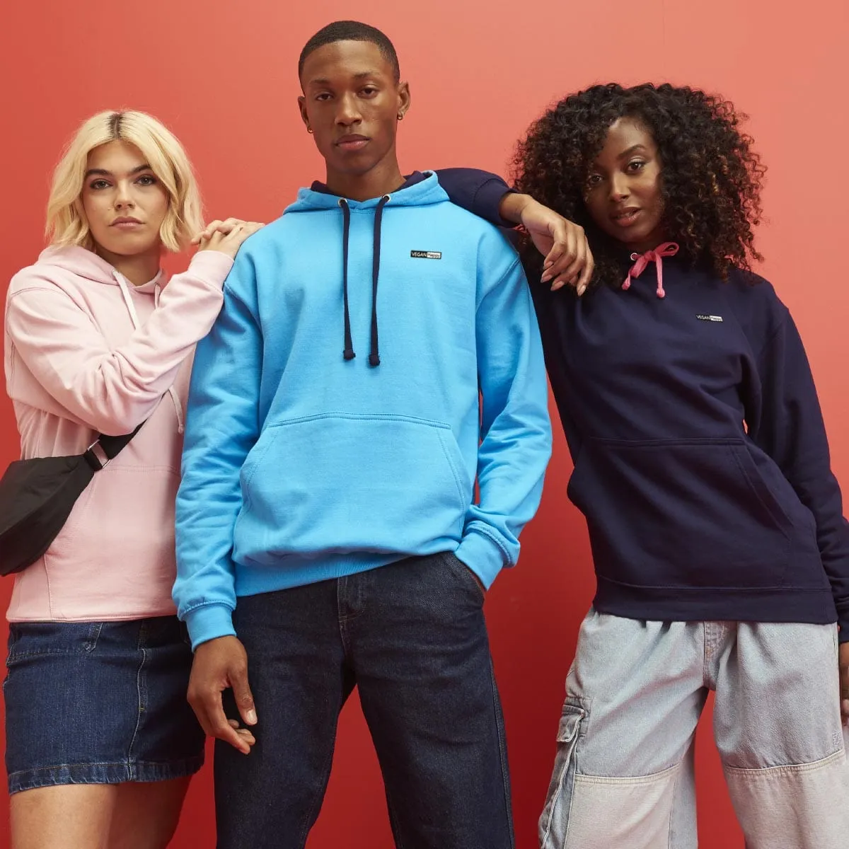 Vegan Happy Unisex Varsity Hoodie | Multiple Colours