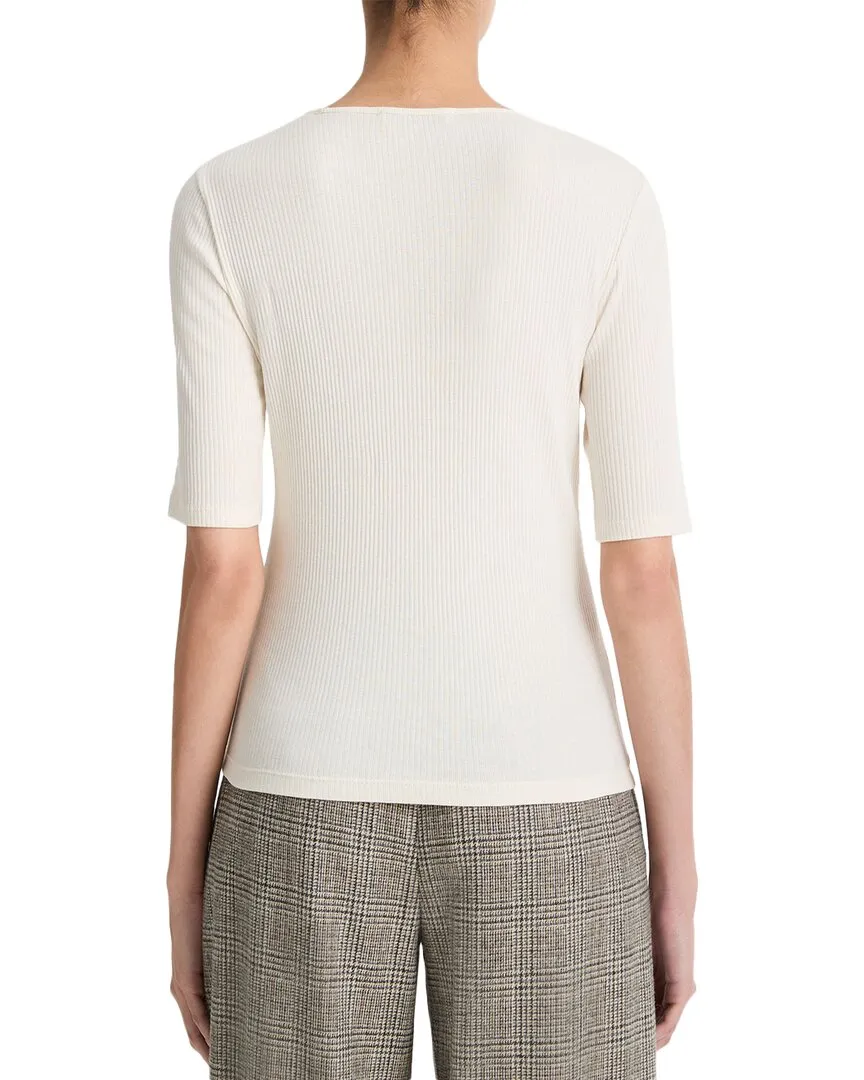 Vince Rib Elbow Sleeve Top