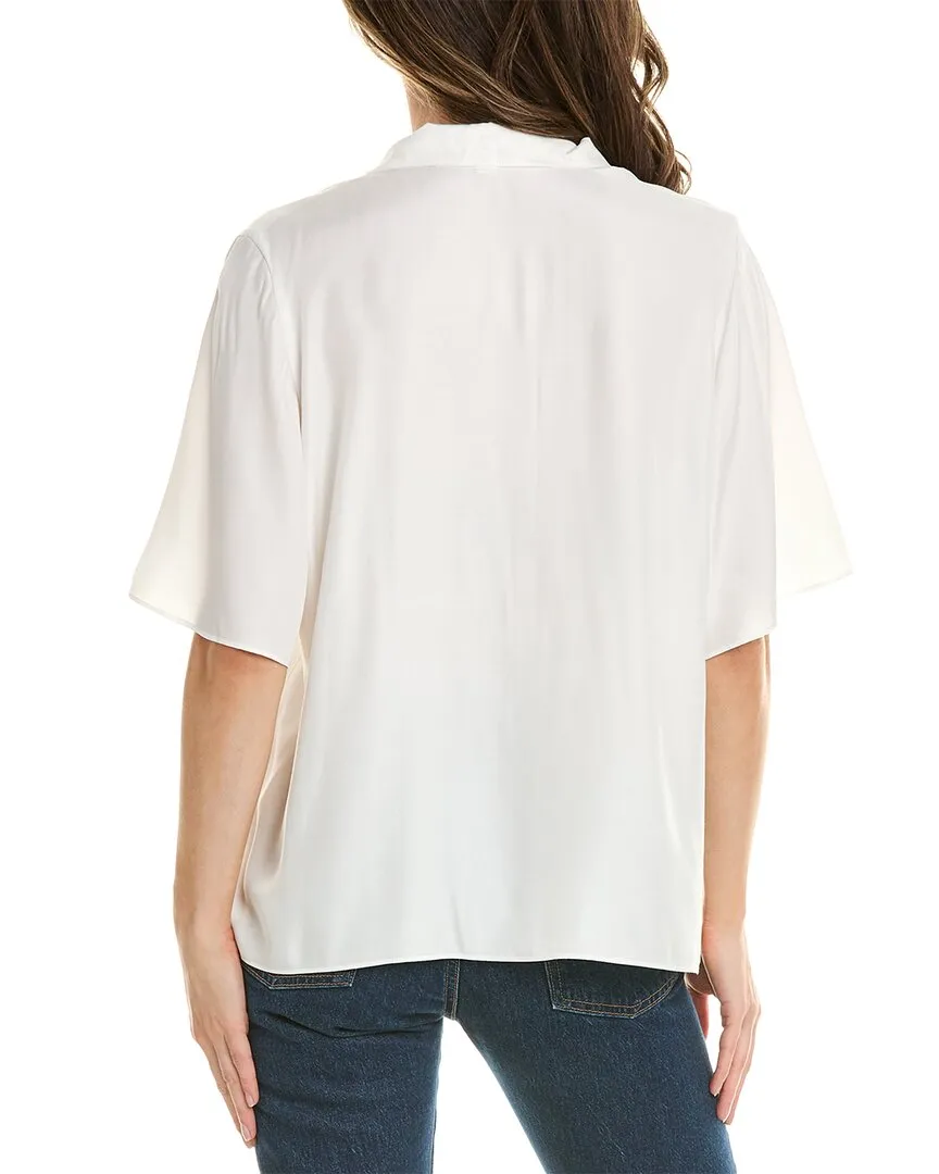 Vince Stand Collar Silk-Blend Shirt