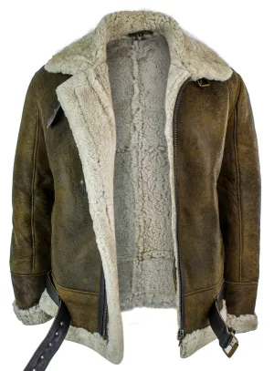 Vintage Sherling Sheepskin Pilot Jacket With Cream Fur