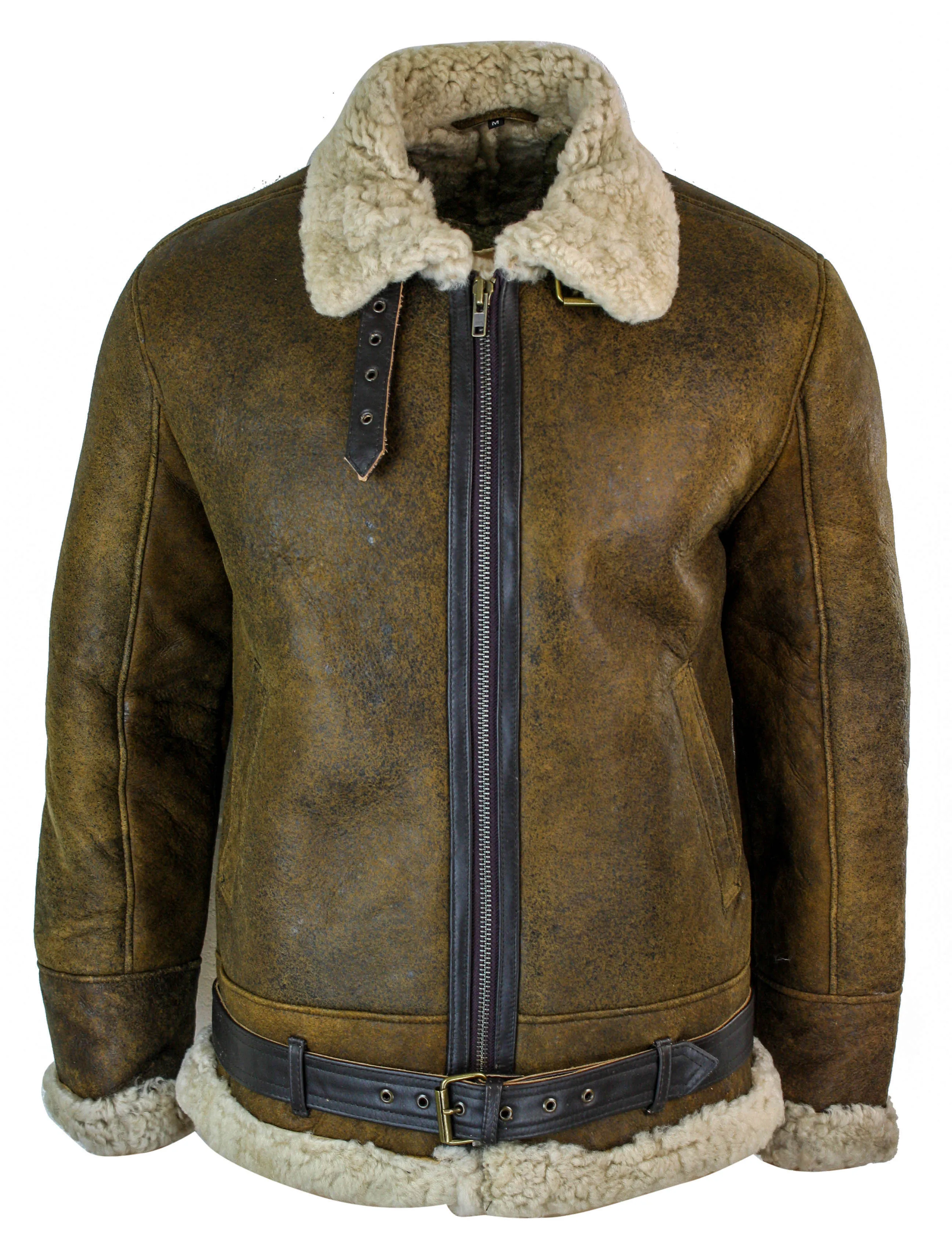 Vintage Sherling Sheepskin Pilot Jacket With Cream Fur