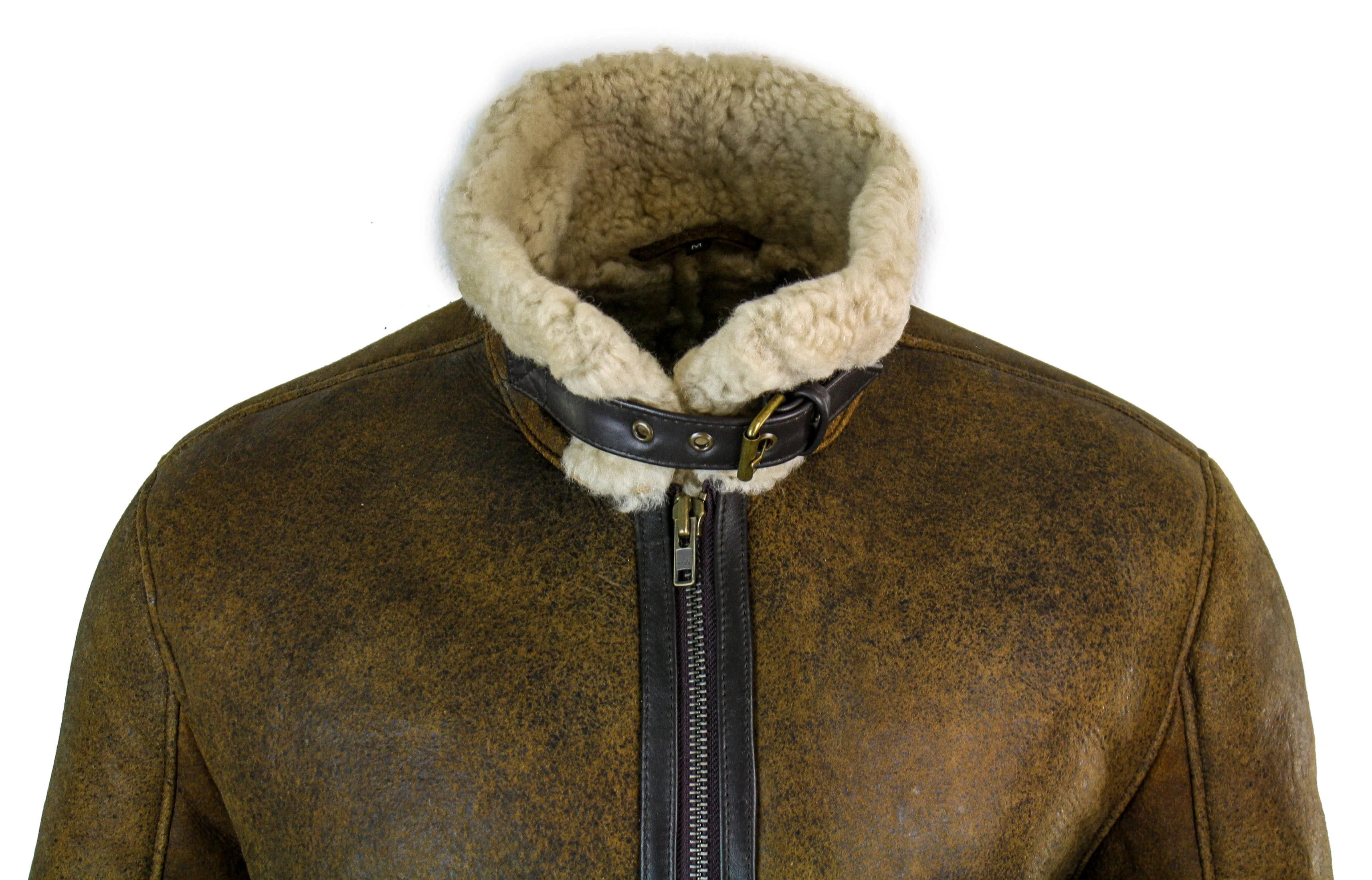 Vintage Sherling Sheepskin Pilot Jacket With Cream Fur