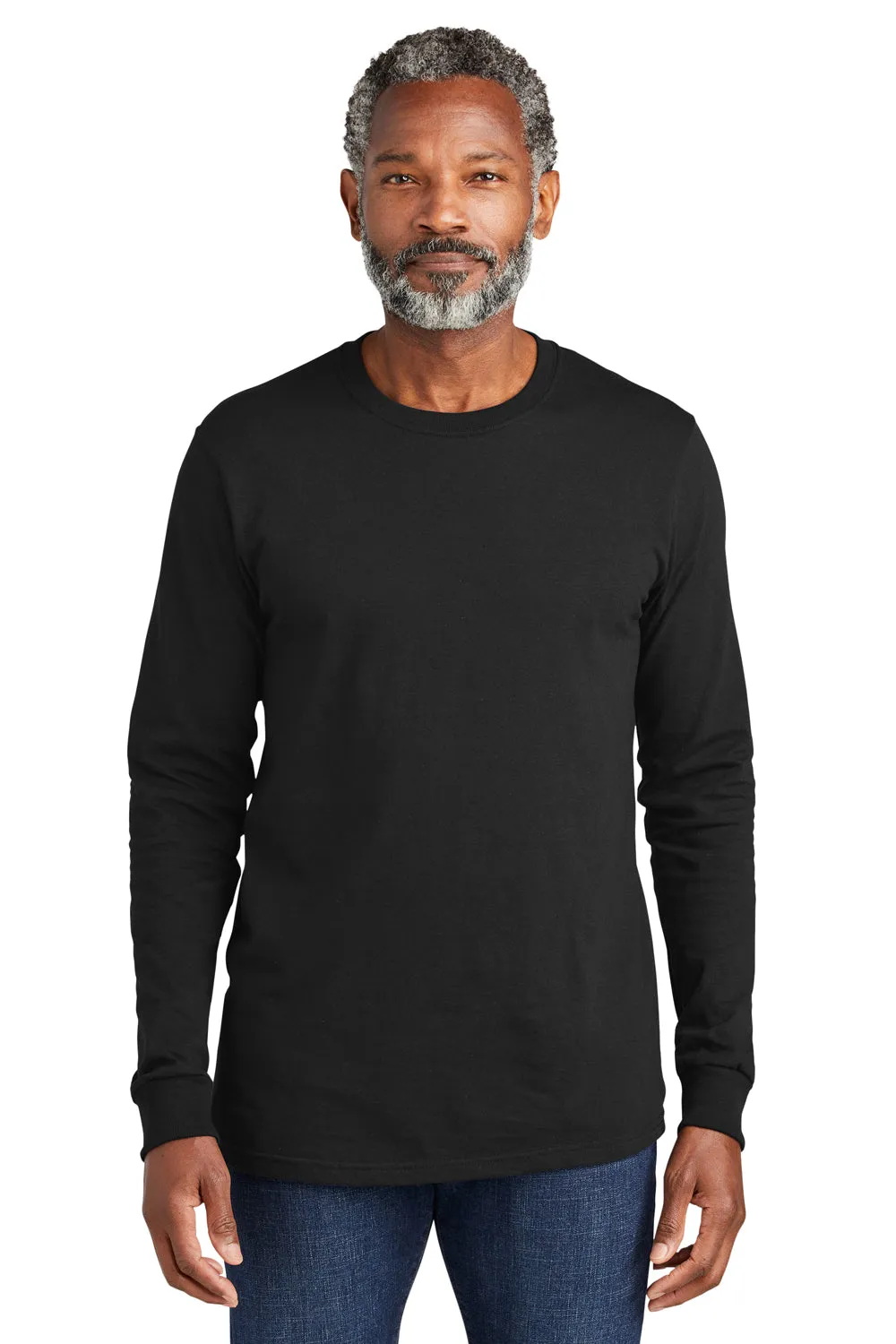 Volunteer Knitwear Mens USA Made All American Long Sleeve Crewneck T-Shirt - Deep Black Clothing Volunteer-Knitwear