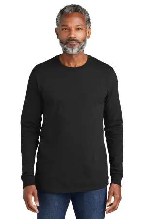 Volunteer Knitwear Mens USA Made All American Long Sleeve Crewneck T-Shirt - Deep Black Clothing Volunteer-Knitwear