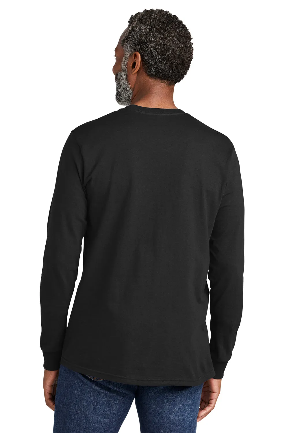 Volunteer Knitwear Mens USA Made All American Long Sleeve Crewneck T-Shirt - Deep Black Clothing Volunteer-Knitwear
