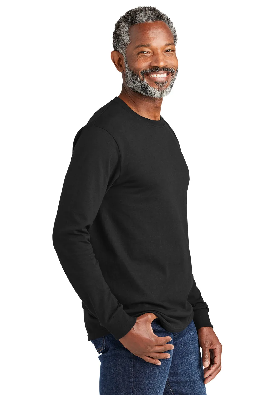 Volunteer Knitwear Mens USA Made All American Long Sleeve Crewneck T-Shirt - Deep Black Clothing Volunteer-Knitwear