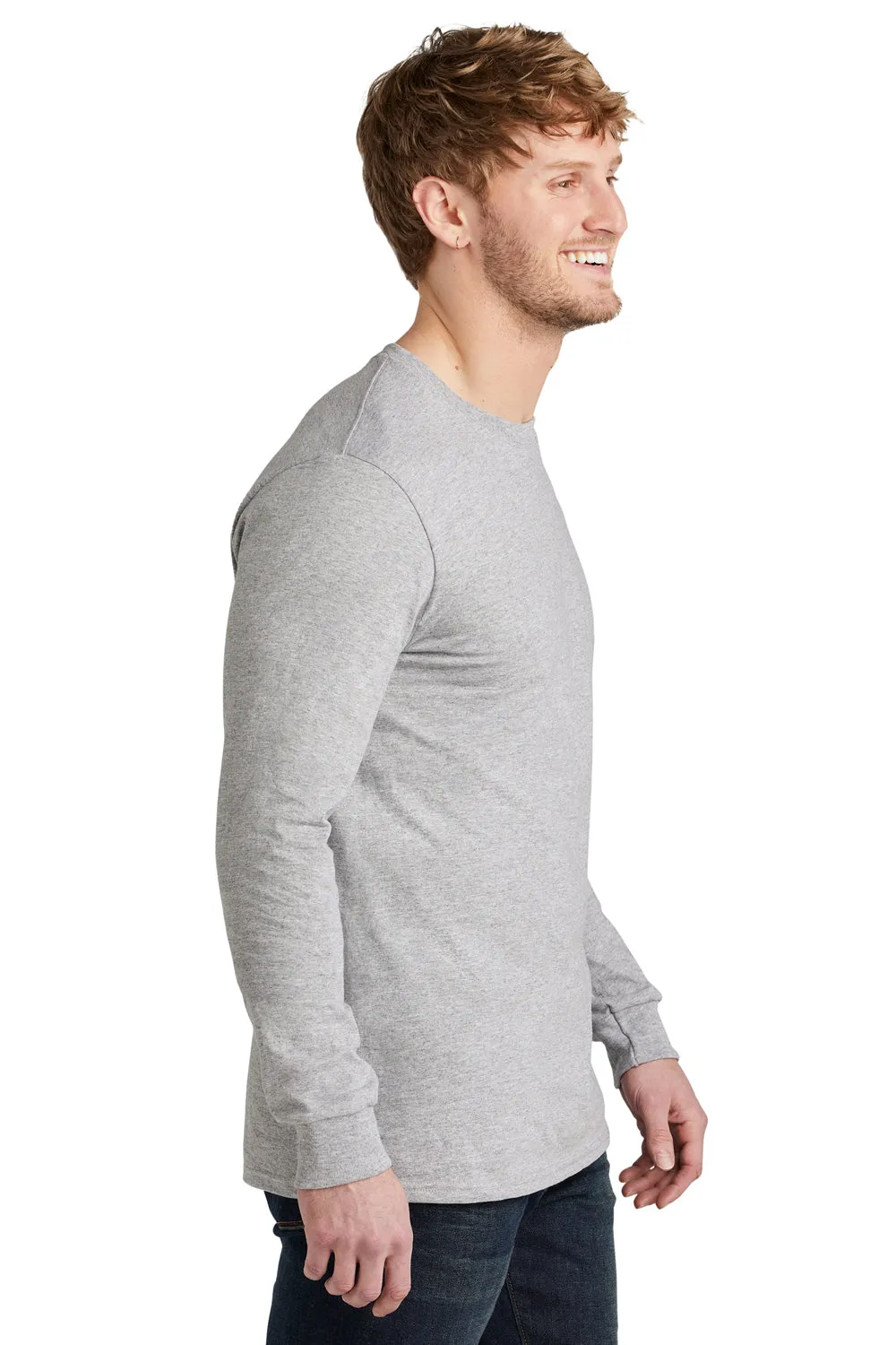 Volunteer Knitwear Mens USA Made All American Long Sleeve Crewneck T-Shirt - Heather Grey Clothing Volunteer-Knitwear