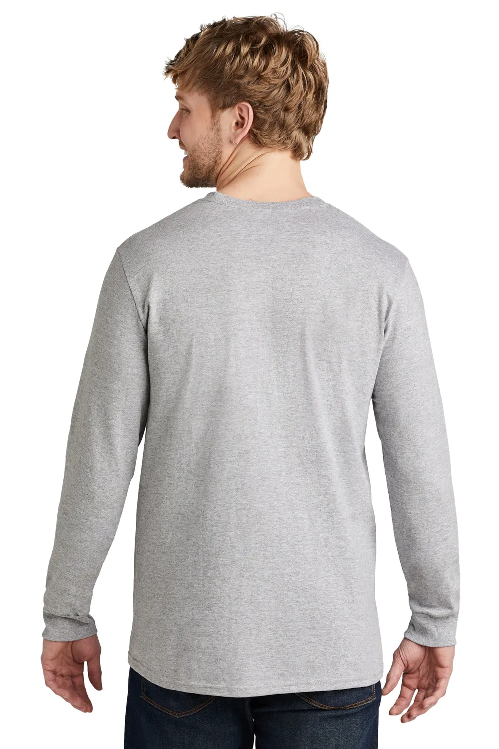 Volunteer Knitwear Mens USA Made All American Long Sleeve Crewneck T-Shirt - Heather Grey Clothing Volunteer-Knitwear