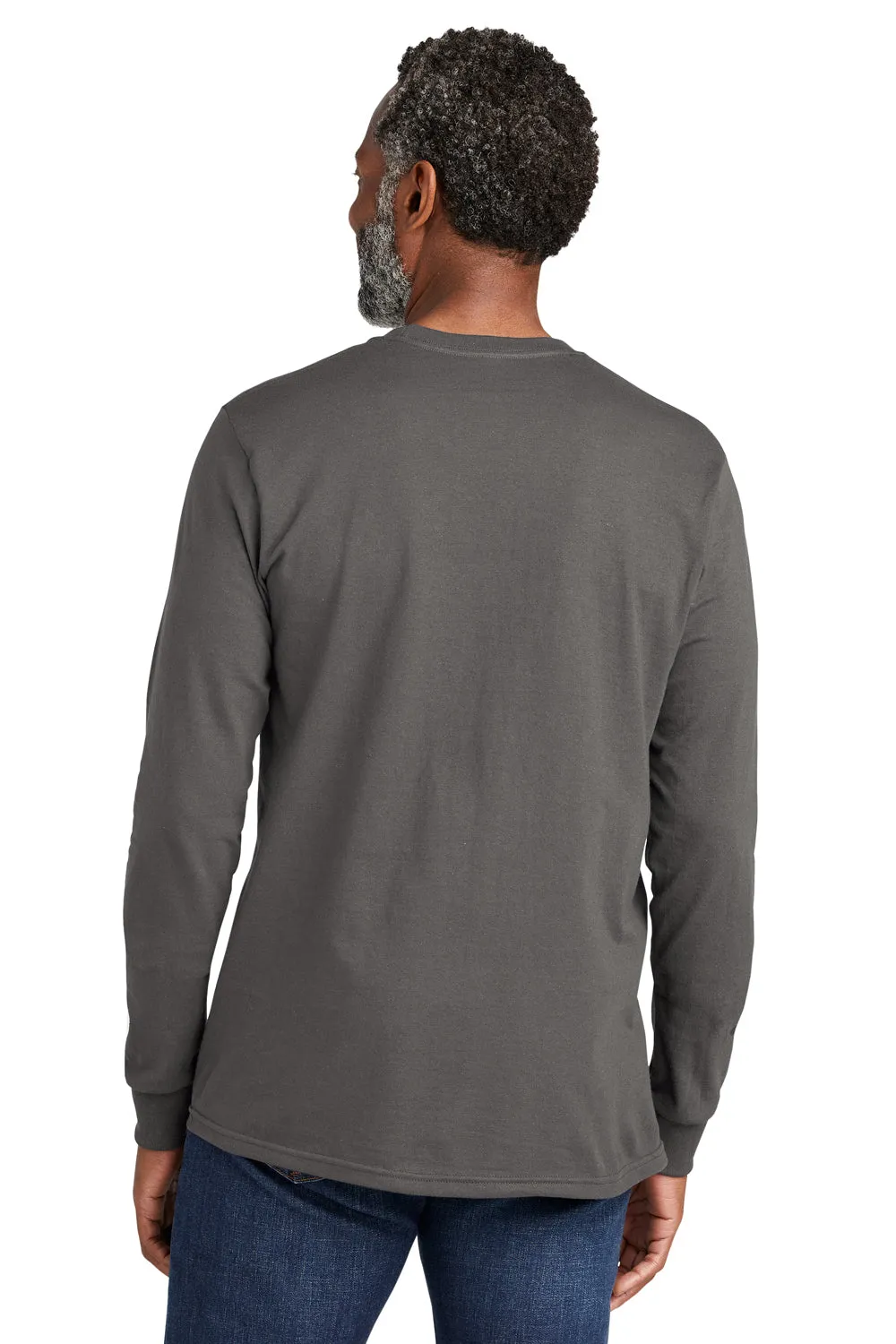Volunteer Knitwear Mens USA Made All American Long Sleeve Crewneck T-Shirt - Steel Grey Clothing Volunteer-Knitwear
