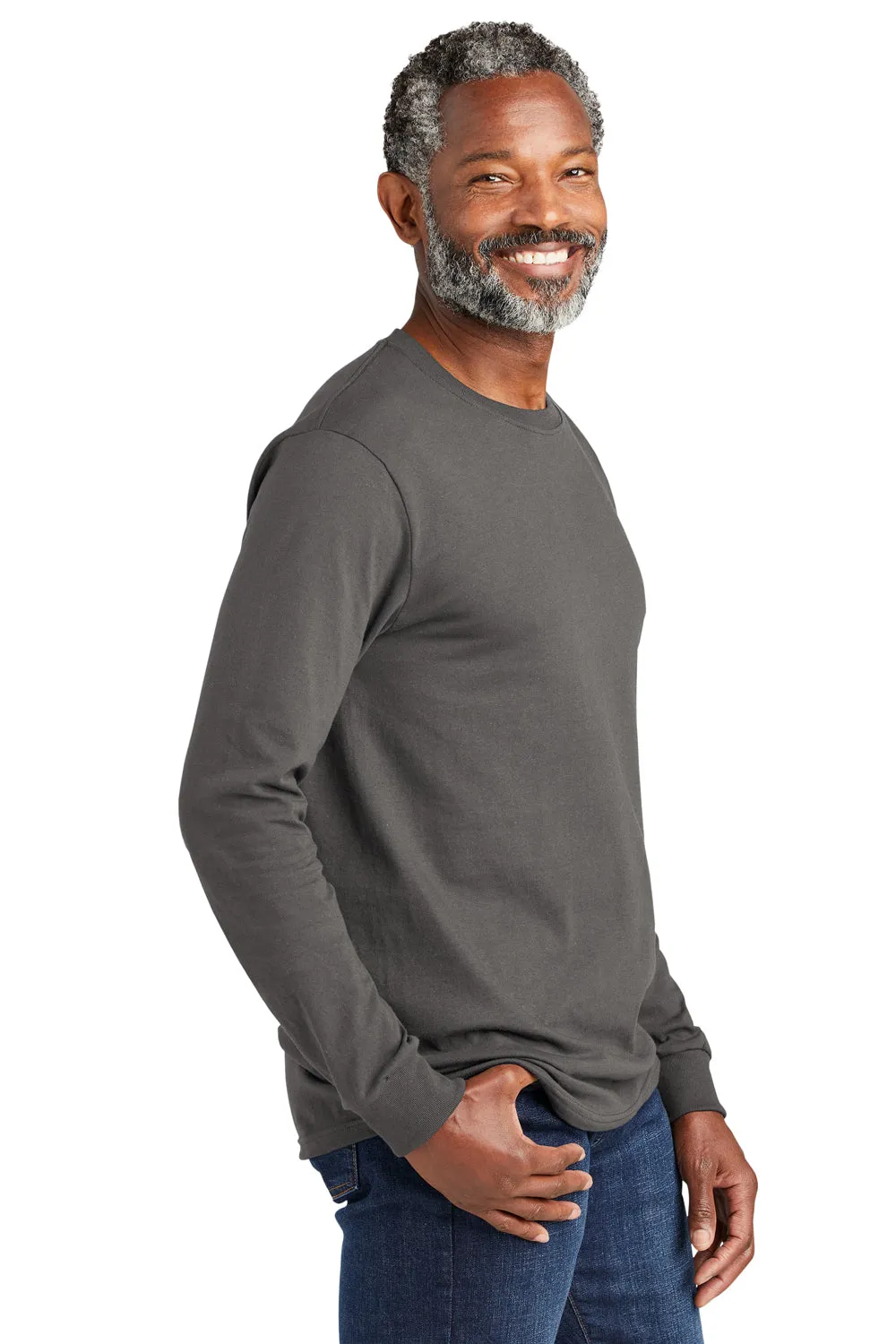 Volunteer Knitwear Mens USA Made All American Long Sleeve Crewneck T-Shirt - Steel Grey Clothing Volunteer-Knitwear