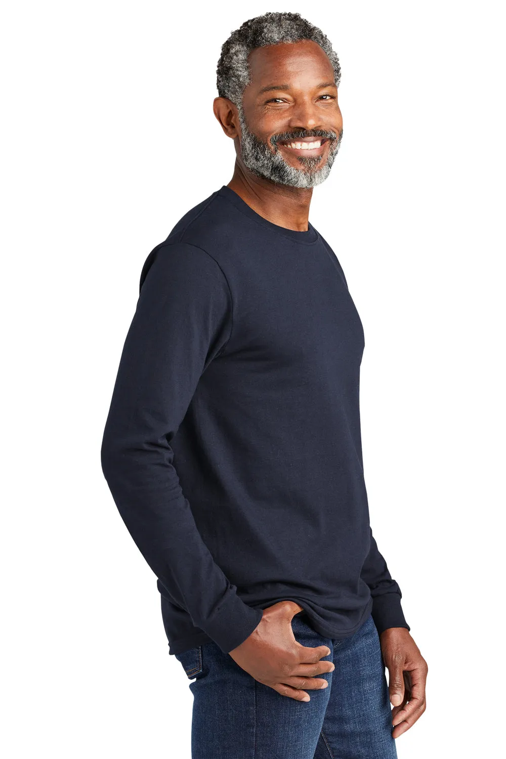 Volunteer Knitwear Mens USA Made All American Long Sleeve Crewneck T-Shirt - Strong Navy Blue Clothing Volunteer-Knitwear