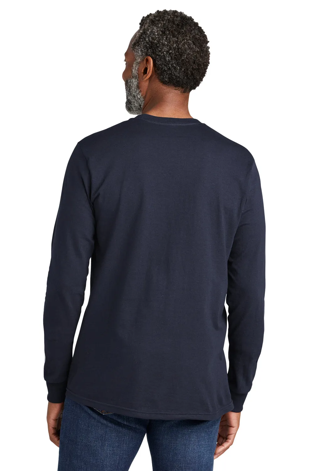 Volunteer Knitwear Mens USA Made All American Long Sleeve Crewneck T-Shirt - Strong Navy Blue Clothing Volunteer-Knitwear