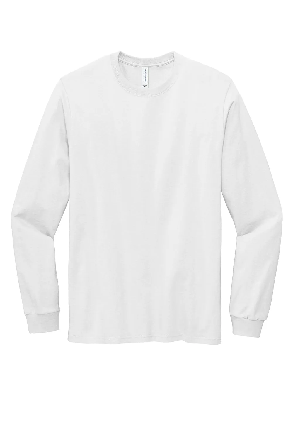 Volunteer Knitwear Mens USA Made All American Long Sleeve Crewneck T-Shirt - White Clothing Volunteer-Knitwear